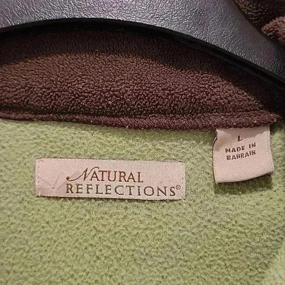 Natural Reflections Long Sleeve Quarter Zip Green Fleece Size Large - Picture 2 of 6